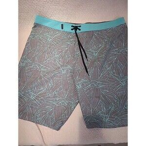Hurley  Board Shorts Mens Size 36 Large Gray & Teal Surfing Swimming  sz 36